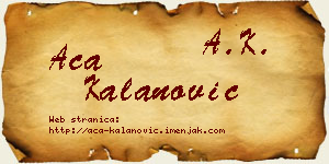 Aca Kalanović vizit kartica
